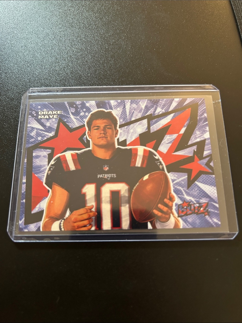 Drake Maye Patriots Football Trading Card - Blue & Red
